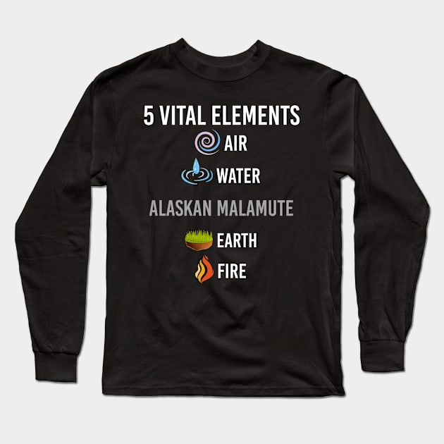 5 Elements Alaskan Malamute Long Sleeve T-Shirt by blakelan128